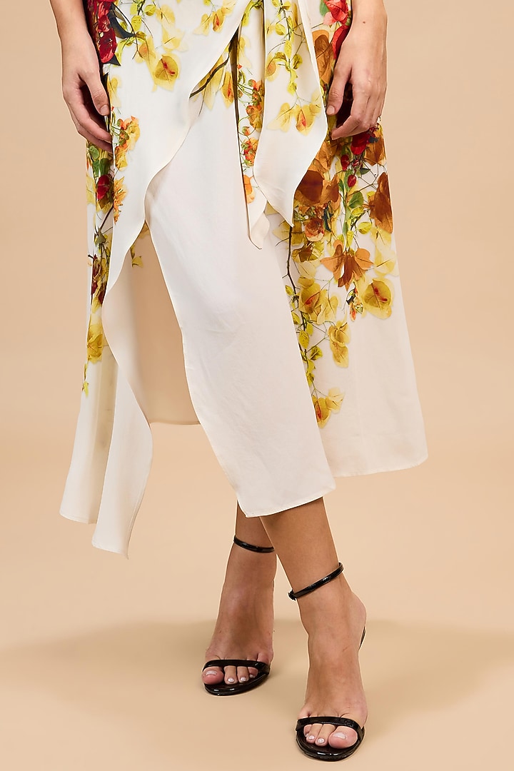 Red & Rust Gold Silk Printed Midi Vacation Dress by Rajdeep Ranawat at Pernia's Pop Up Shop