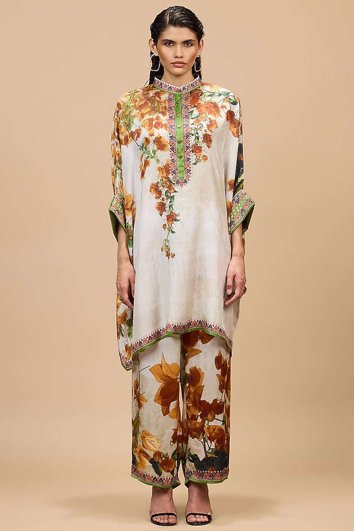 Mustard & Pale Gold Silk Tunic Set by Rajdeep Ranawat at Pernia's Pop Up Shop