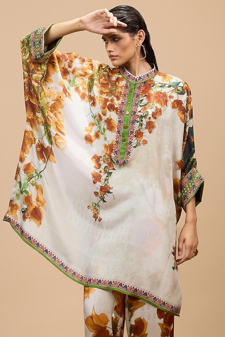 Mustard & Pale Gold Silk Tunic Set by Rajdeep Ranawat at Pernia's Pop Up Shop