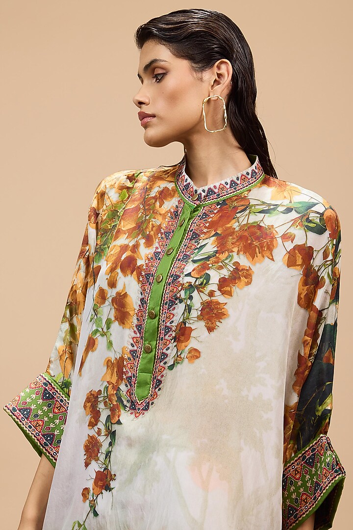 Mustard & Pale Gold Silk Tunic Set by Rajdeep Ranawat at Pernia's Pop Up Shop