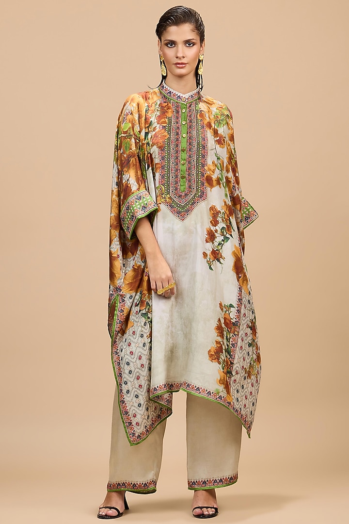 Mustard & Pale Gold Silk Tunic Set by Rajdeep Ranawat at Pernia's Pop Up Shop