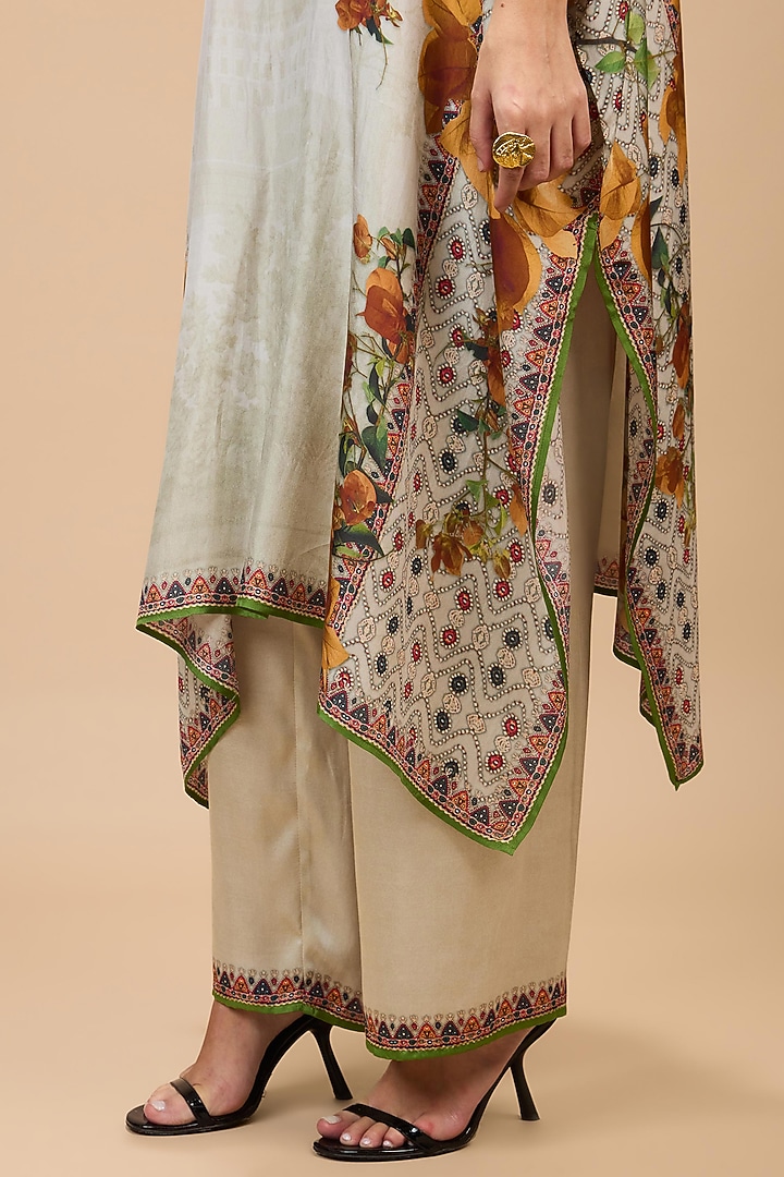 Mustard & Pale Gold Silk Tunic Set by Rajdeep Ranawat at Pernia's Pop Up Shop