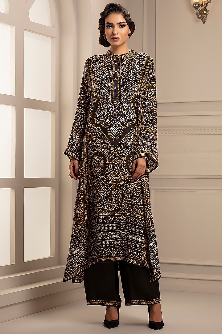 Black Printed Tunic With Pants by Rajdeep Ranawat at Pernia's Pop Up Shop