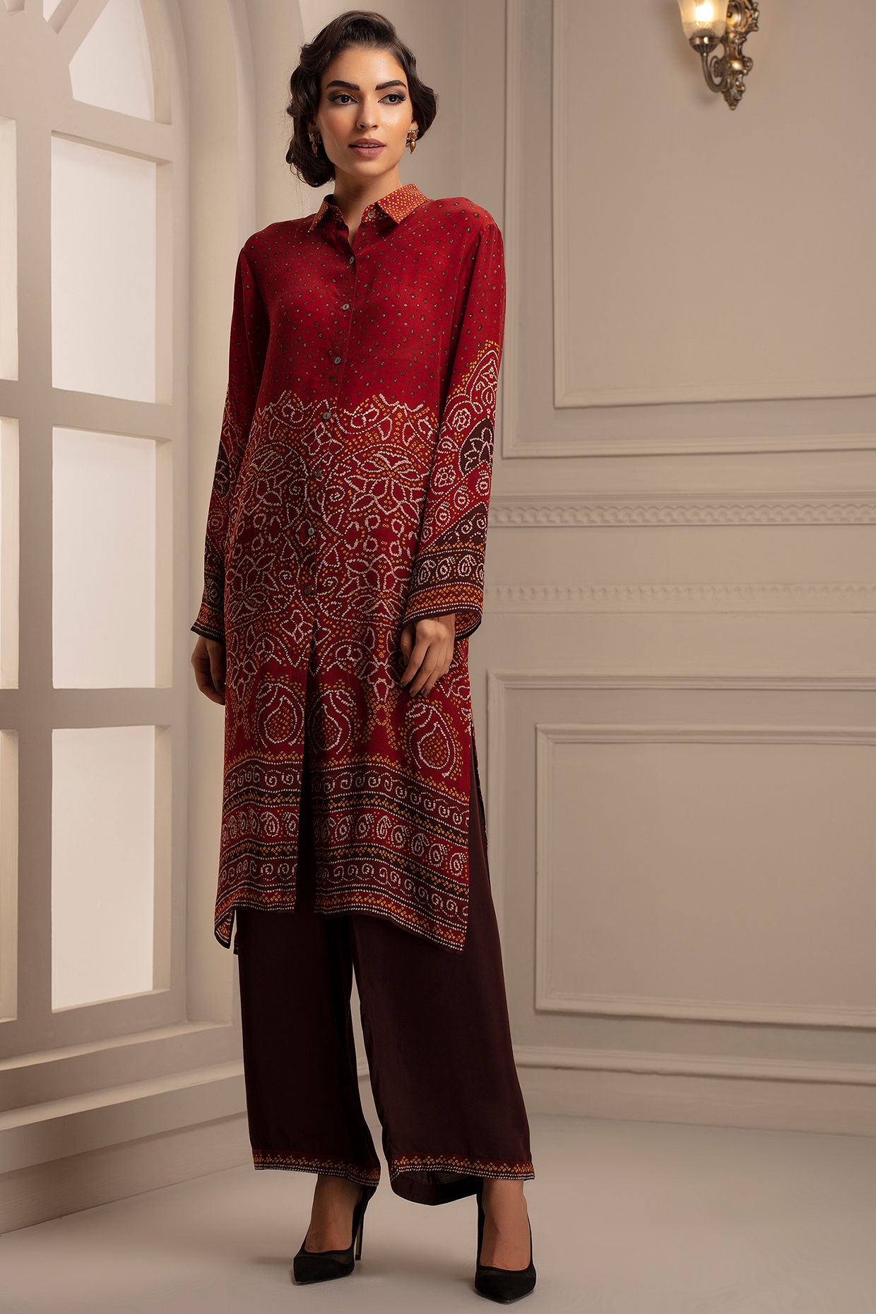 Buy Pink Net Embroidered Dori V Neck Drape Tunic With Palazzo For Women by  Priyaa Online at Aza Fashions.