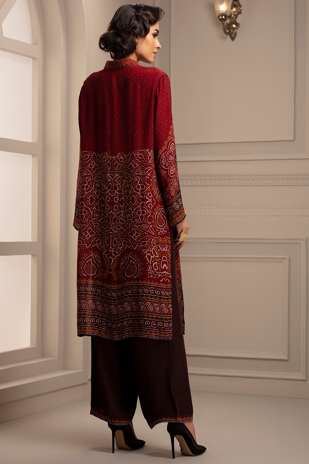 Shop Cotton chambray tunic top and palazzo pants set | eShakti