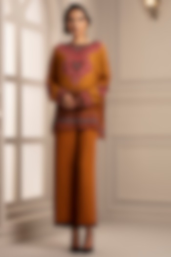 Mustard Printed Tunic With Pants by Rajdeep Ranawat at Pernia's Pop Up Shop