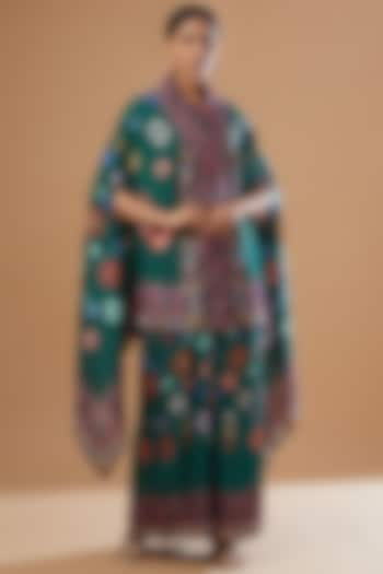 Emerald Green Printed Jacket Set by Rajdeep Ranawat at Pernia's Pop Up Shop