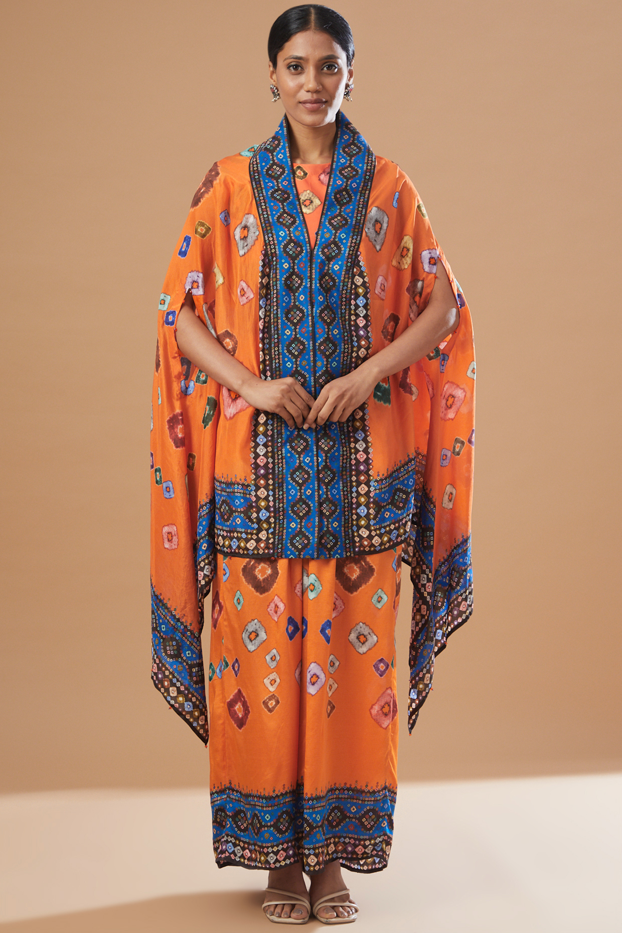 Orange Printed Jacket Set by Rajdeep Ranawat at Pernia's Pop Up Shop