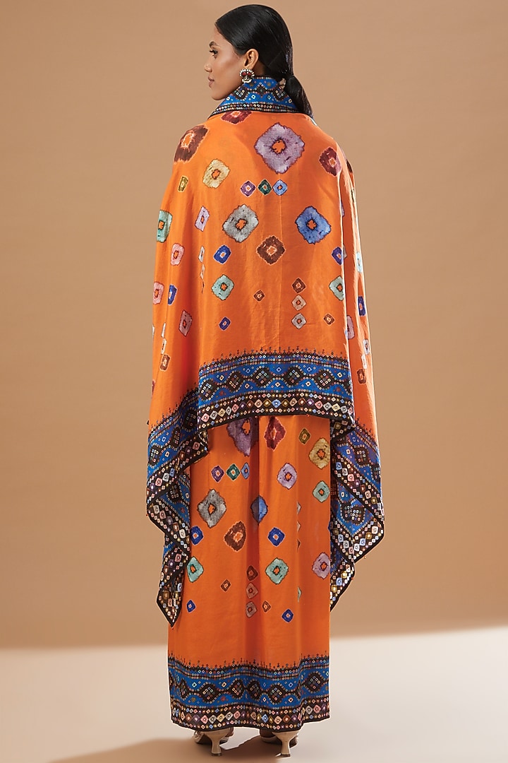 Orange Printed Jacket Set by Rajdeep Ranawat at Pernia's Pop Up Shop