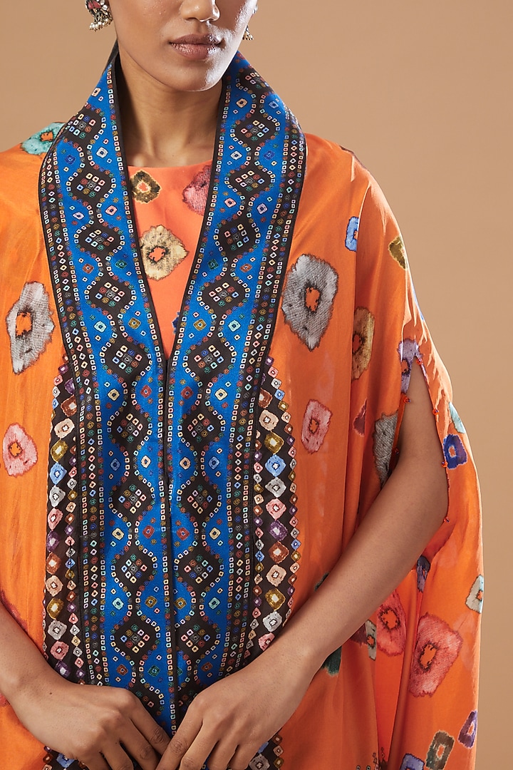 Orange Printed Jacket Set by Rajdeep Ranawat at Pernia's Pop Up Shop