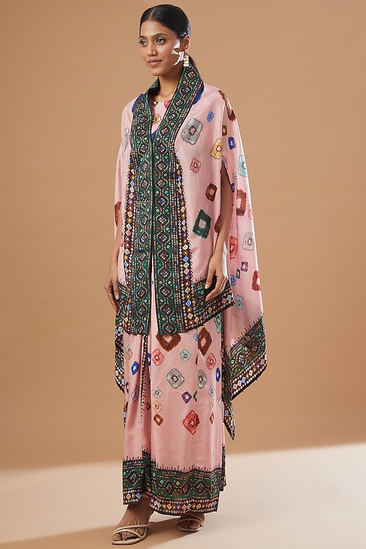 Pink Printed Jacket Set by Rajdeep Ranawat at Pernia's Pop Up Shop