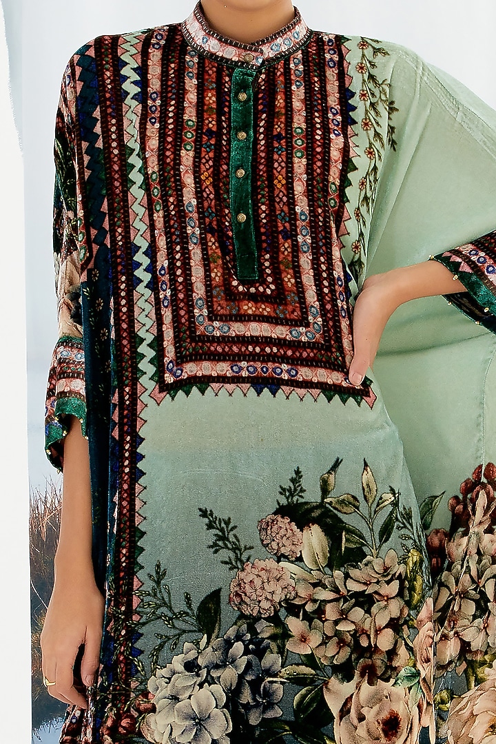 Mint Silk Velvet Tunic by Rajdeep Ranawat at Pernia's Pop Up Shop