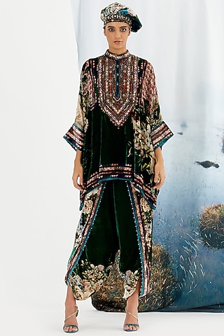 Emerald Green Embroidered Tunic by Rajdeep Ranawat