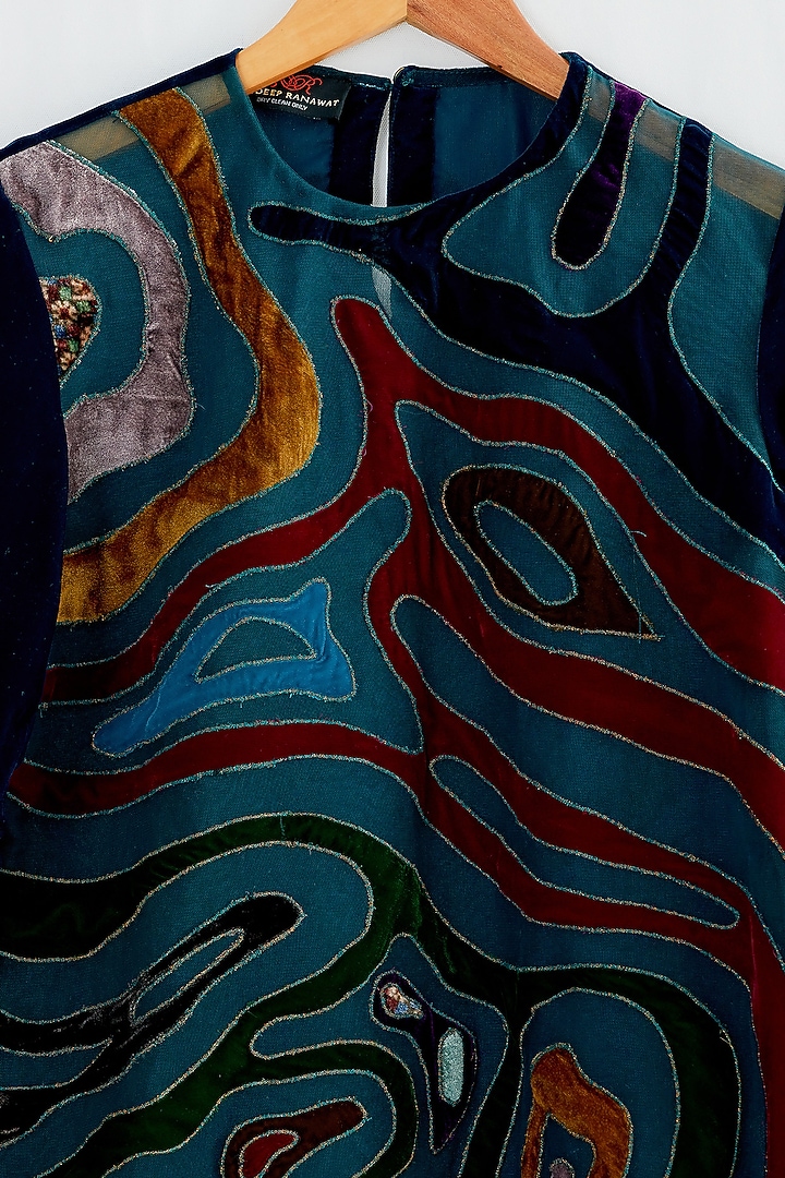 Multi-Colored Velvet Top by Rajdeep Ranawat at Pernia's Pop Up Shop