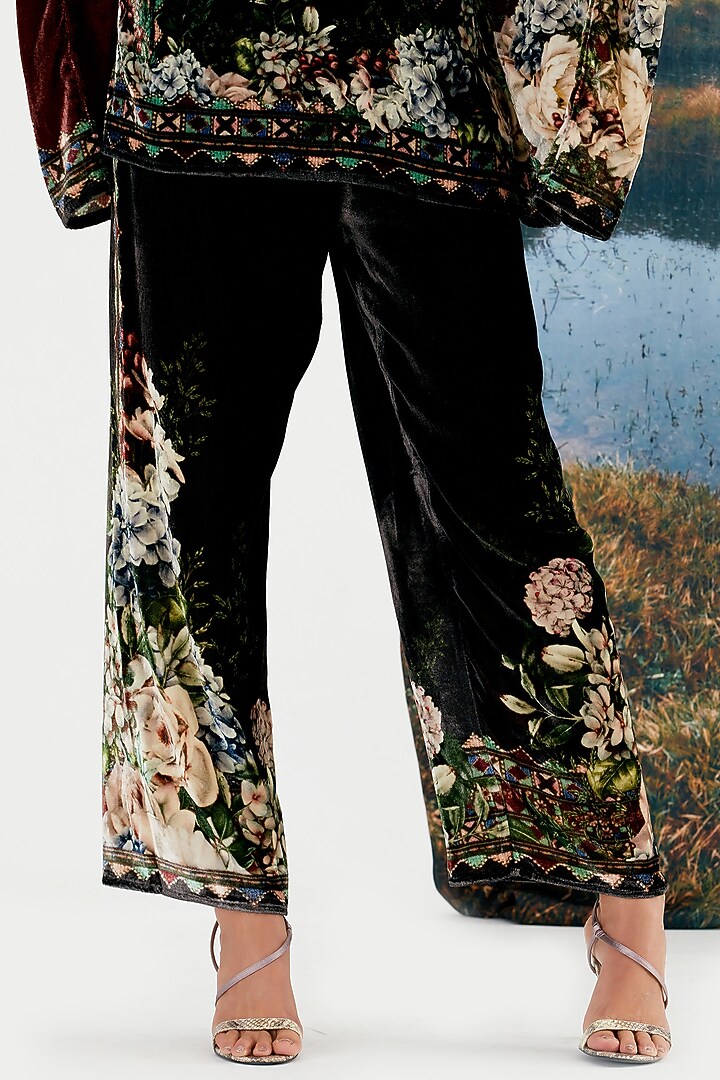 Black Printed Pants by Rajdeep Ranawat at Pernia's Pop Up Shop