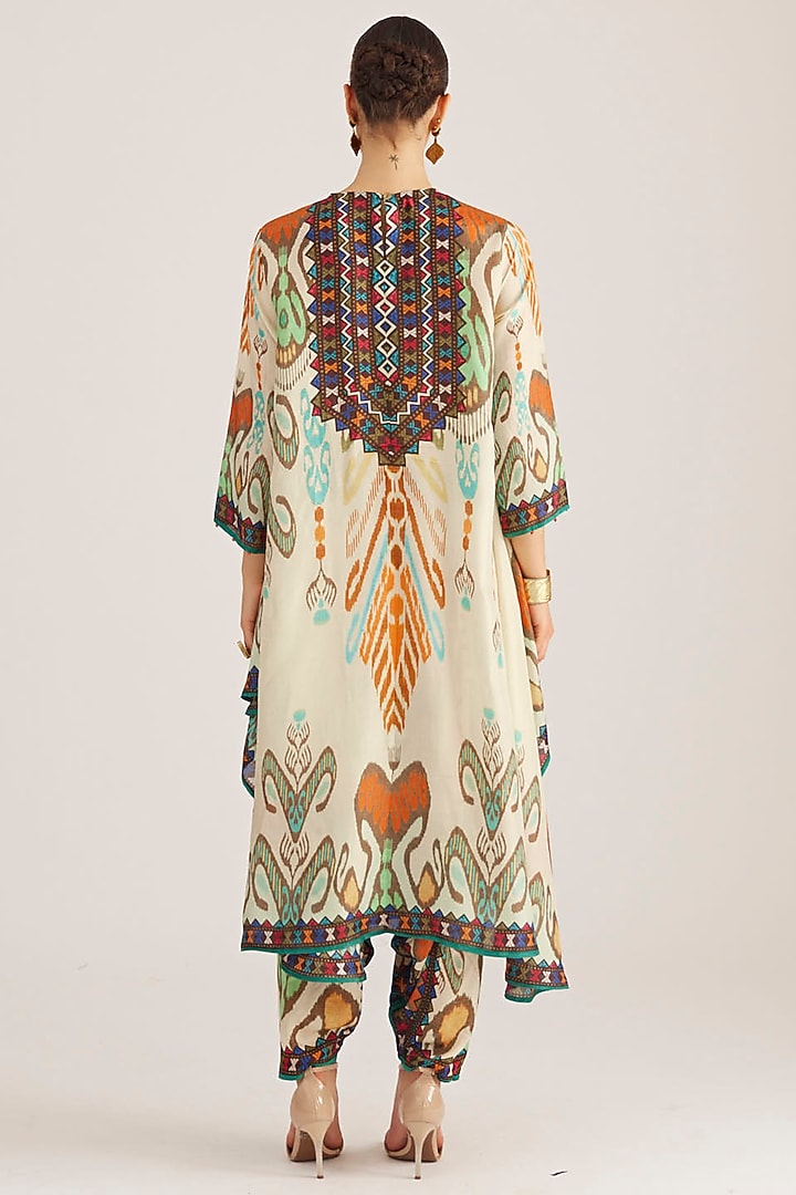 Vanilla Silk Printed Flared Tunic by Rajdeep Ranawat at Pernia's Pop Up Shop