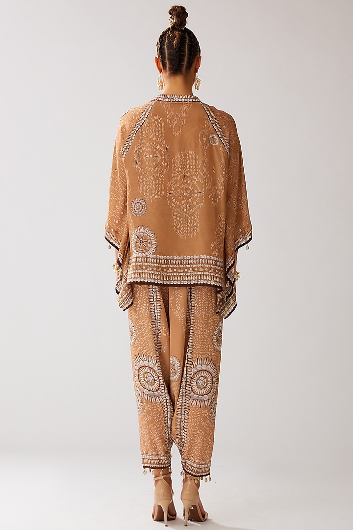 Caramel Modal Satin Printed Turkish Pants by Rajdeep Ranawat at Pernia's Pop Up Shop