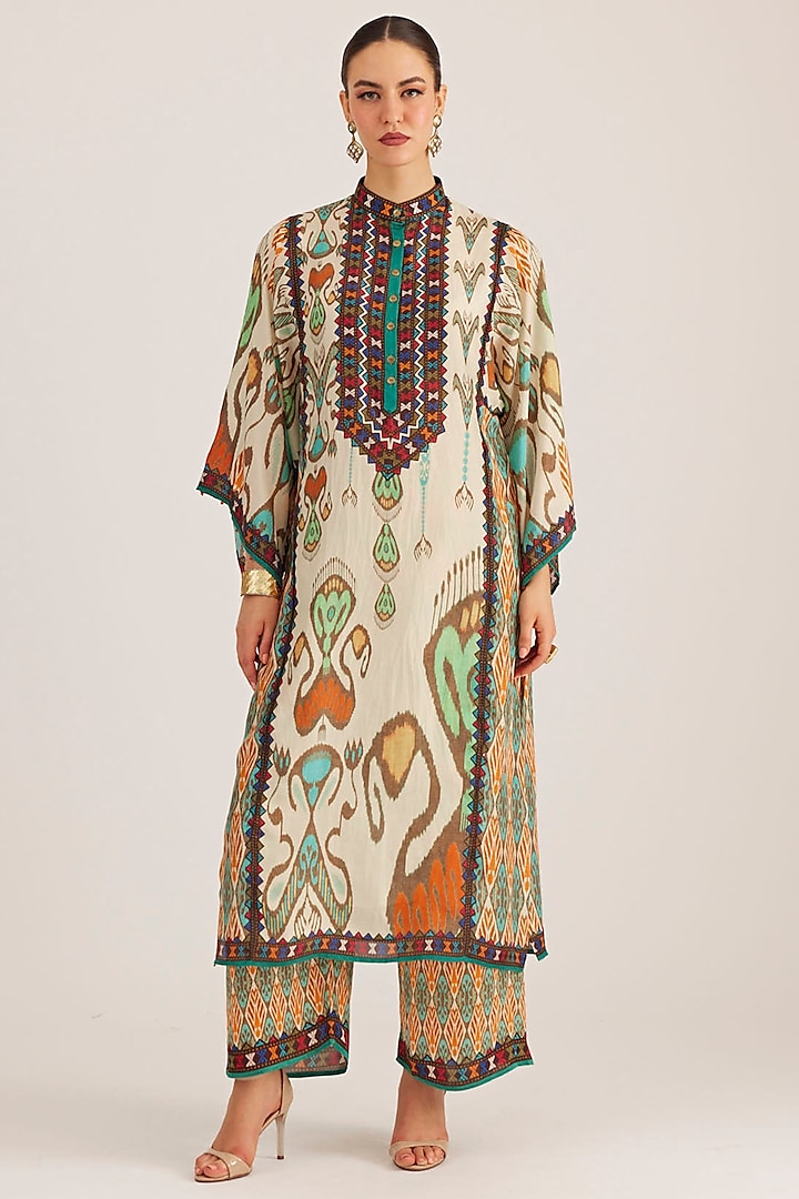 Vanilla Silk Printed Tunic by Rajdeep Ranawat at Pernia's Pop Up Shop