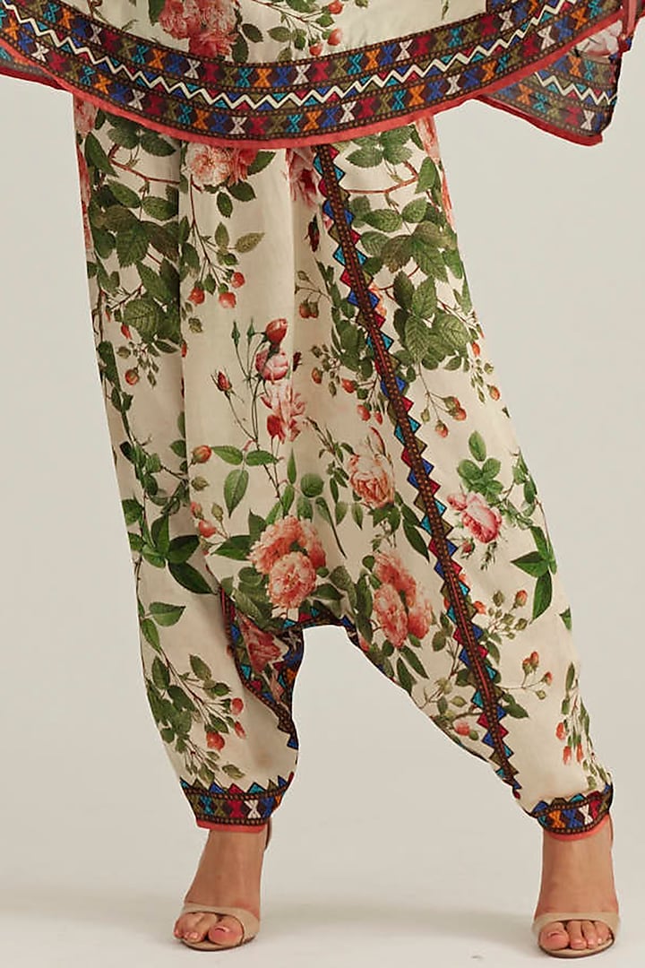 Pearl Rose Satin Printed Turkish Pants by Rajdeep Ranawat at Pernia's Pop Up Shop