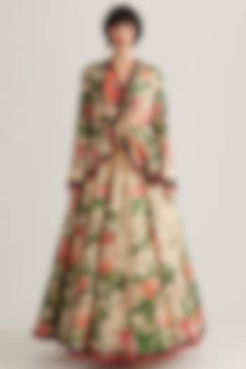 Pearl Rose Dupion Printed Skirt Set by Rajdeep Ranawat at Pernia's Pop Up Shop