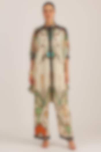 Vanilla Satin Printed Pants by Rajdeep Ranawat at Pernia's Pop Up Shop