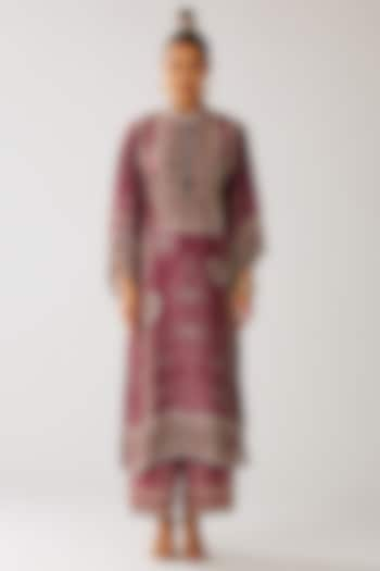 Vintage Rose Silk Printed Tunic by Rajdeep Ranawat at Pernia's Pop Up Shop