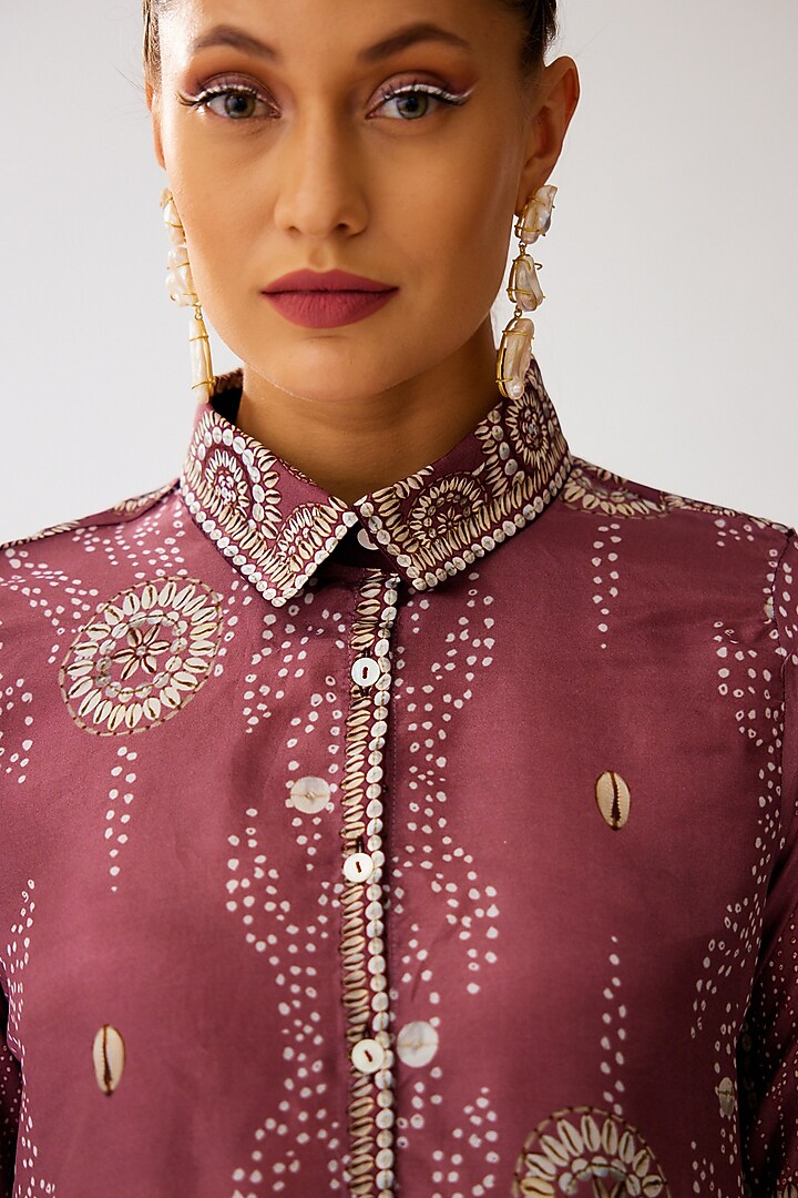 Vintage Rose Silk Printed Shirt by Rajdeep Ranawat at Pernia's Pop Up Shop