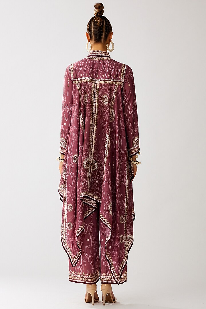 Vintage Rose Silk Printed Boxy Kaftan Shirt by Rajdeep Ranawat at Pernia's Pop Up Shop