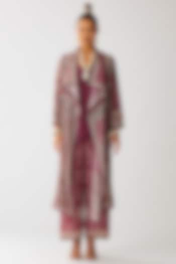 Vintage Rose Silk Printed Cover-Up Jacket by Rajdeep Ranawat at Pernia's Pop Up Shop