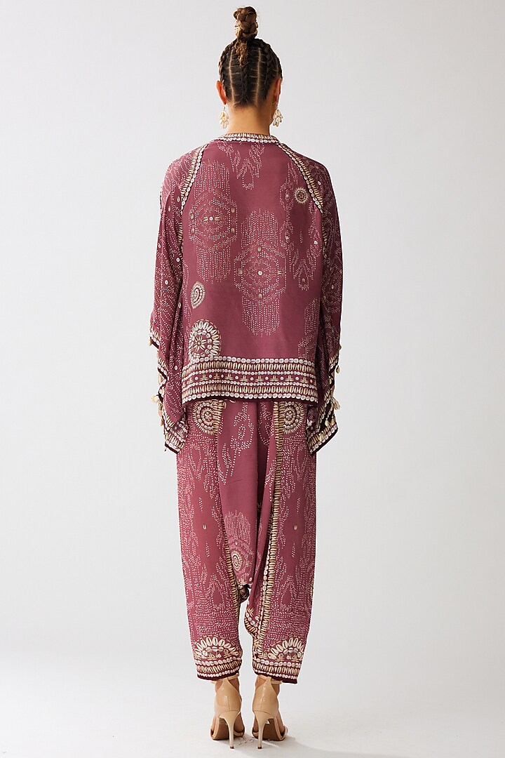 Vintage Rose Silk Printed Poncho Tunic by Rajdeep Ranawat at Pernia's Pop Up Shop