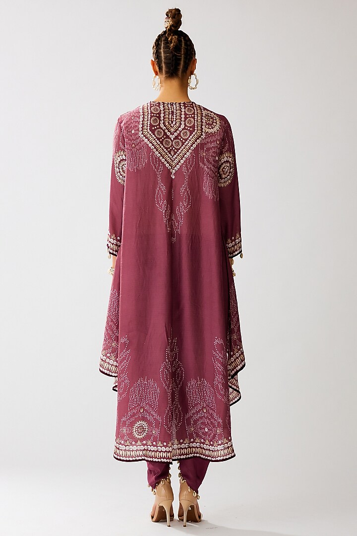 Vintage Rose Silk Printed High-Low Tunic by Rajdeep Ranawat at Pernia's Pop Up Shop