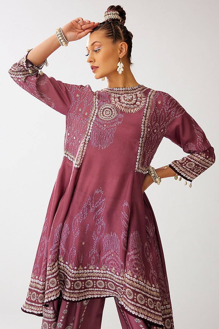 Vintage Rose Silk Printed Tunic by Rajdeep Ranawat at Pernia's Pop Up Shop