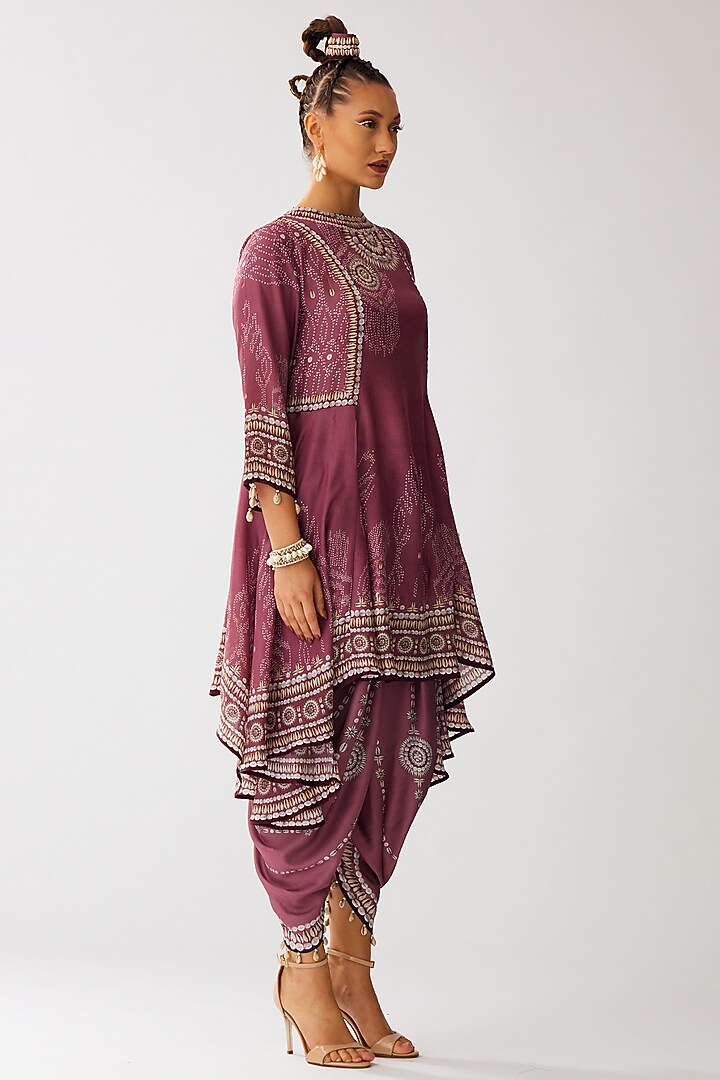Vintage Rose Silk Printed Tunic by Rajdeep Ranawat at Pernia's Pop Up Shop