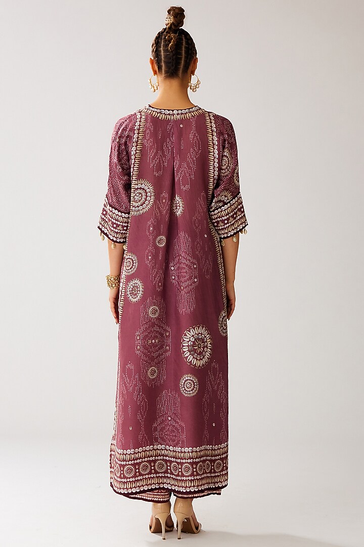 Vintage Rose Silk Printed Kimono Tunic by Rajdeep Ranawat at Pernia's Pop Up Shop
