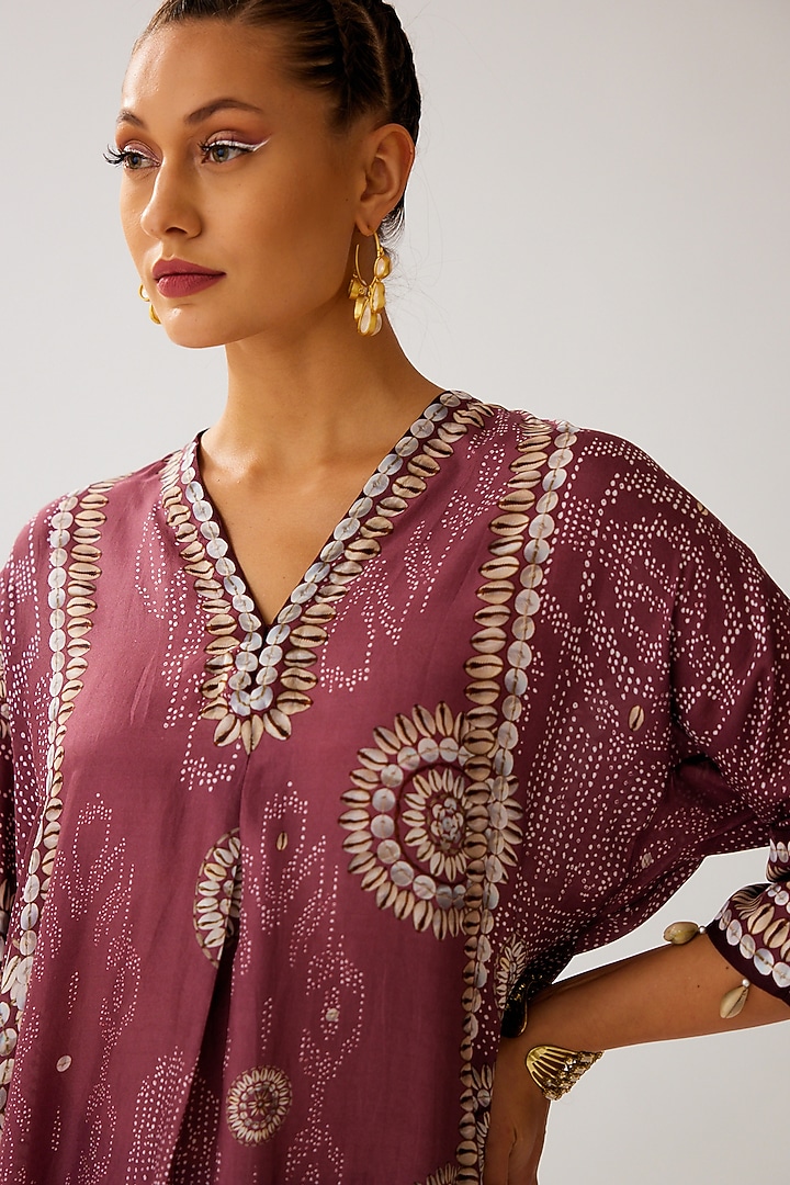 Vintage Rose Silk Printed Kimono Tunic by Rajdeep Ranawat at Pernia's Pop Up Shop