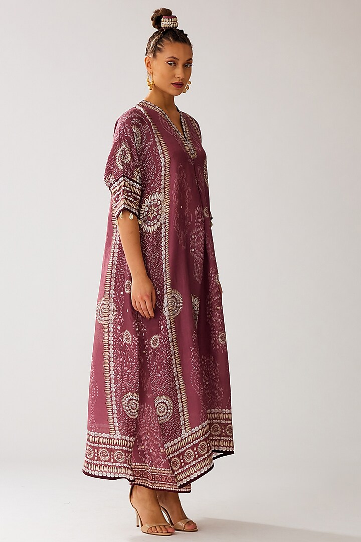 Vintage Rose Silk Printed Kimono Tunic by Rajdeep Ranawat at Pernia's Pop Up Shop