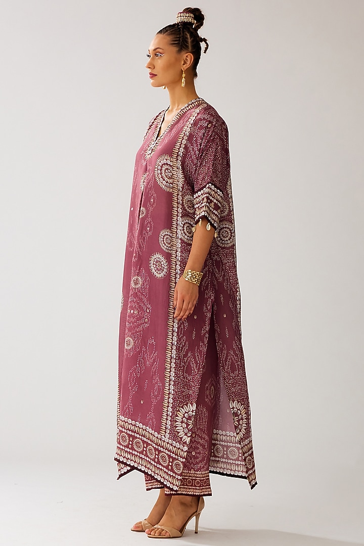 Vintage Rose Silk Printed Kimono Tunic by Rajdeep Ranawat at Pernia's Pop Up Shop