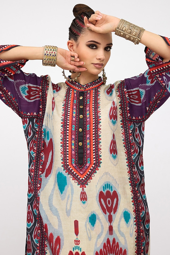 Multi-Colored Silk Printed Tunic Set by Rajdeep Ranawat at Pernia's Pop Up Shop