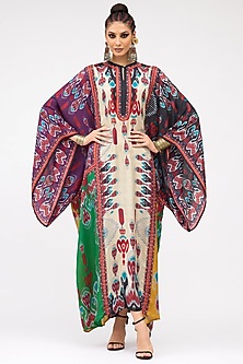 Eggshell Silk Printed Boxy Kaftan by Rajdeep Ranawat-POPULAR PRODUCTS AT STORE