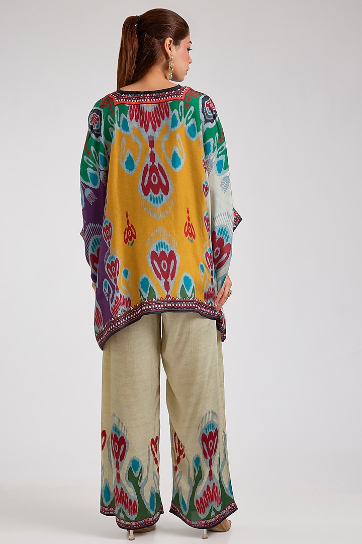 Mustard Silk Printed Tunic Set by Rajdeep Ranawat at Pernia's Pop Up Shop