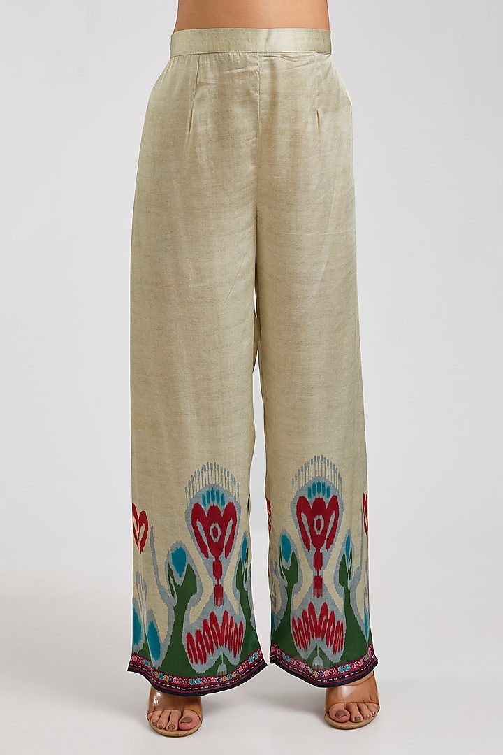 Mustard Silk Printed Tunic Set by Rajdeep Ranawat at Pernia's Pop Up Shop