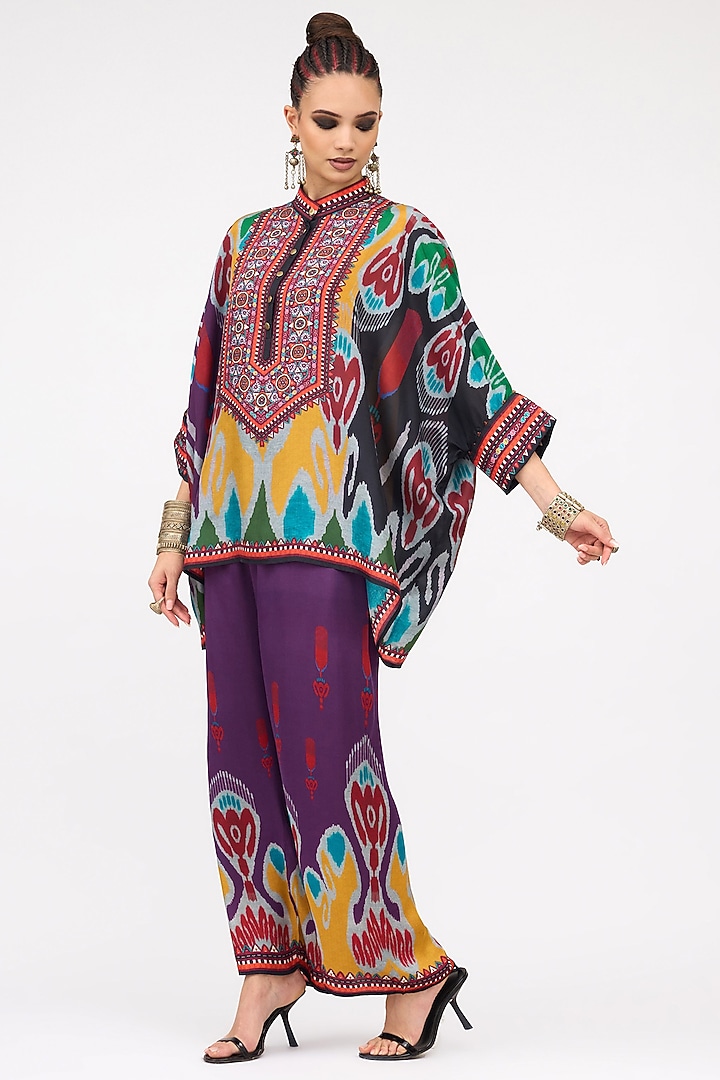 Mustard Silk Printed Tunic Set by Rajdeep Ranawat at Pernia's Pop Up Shop