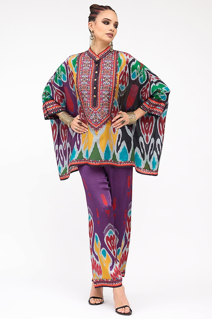 Mustard Silk Printed Tunic Set by Rajdeep Ranawat at Pernia's Pop Up Shop