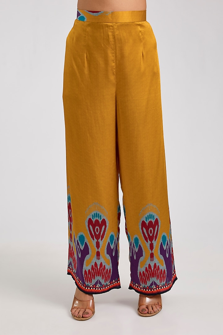 Mustard Silk Printed Tunic Set by Rajdeep Ranawat at Pernia's Pop Up Shop