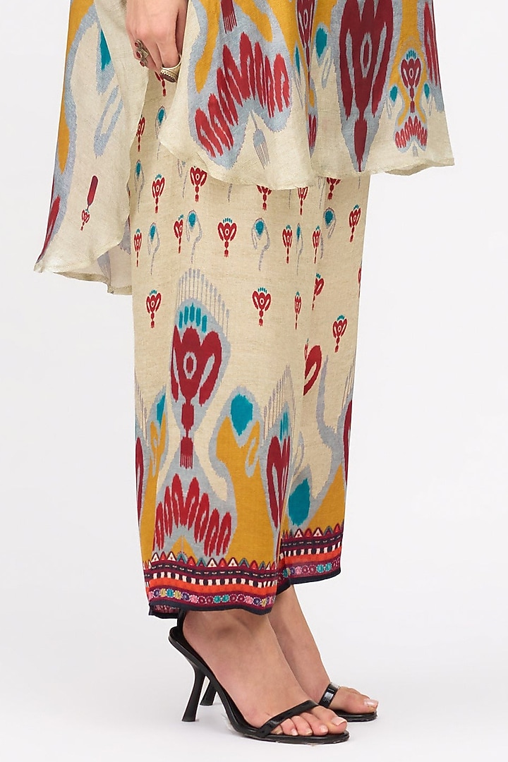 Mustard Silk Printed Tunic Set by Rajdeep Ranawat at Pernia's Pop Up Shop
