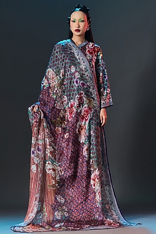 Multi-Colored Kota Silk Printed Dupatta by Rajdeep Ranawat