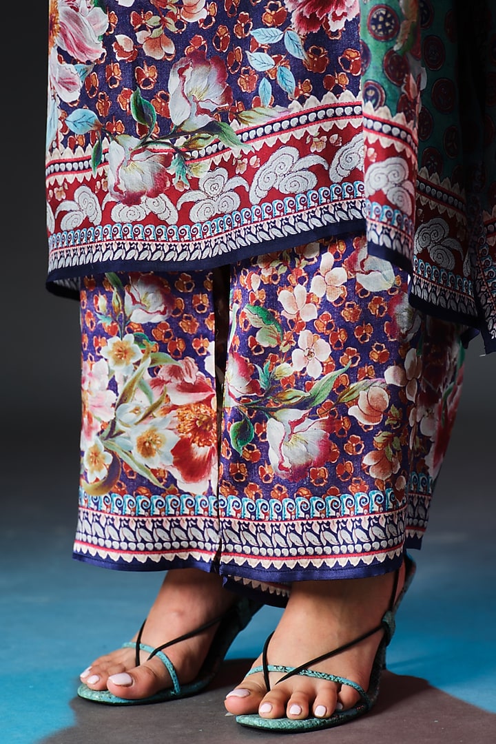 Multi-Colored Modal Satin Printed Pants by Rajdeep Ranawat at Pernia's Pop Up Shop