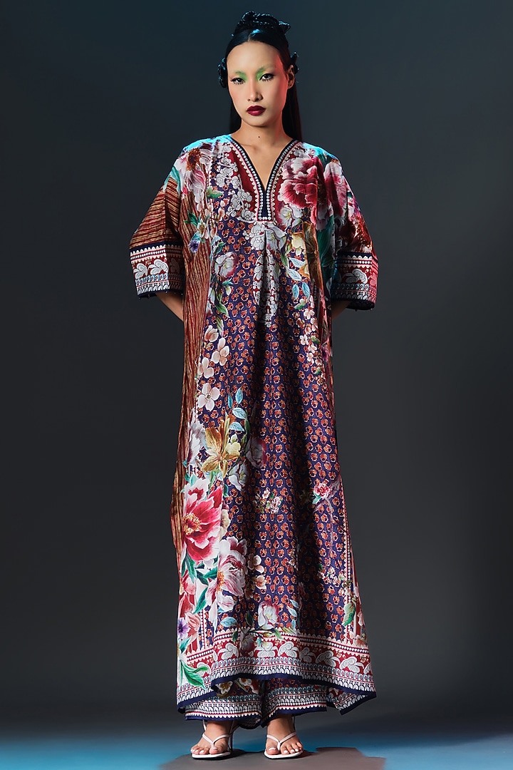Multi-Colored Silk Printed Kimono Tunic by Rajdeep Ranawat at Pernia's Pop Up Shop