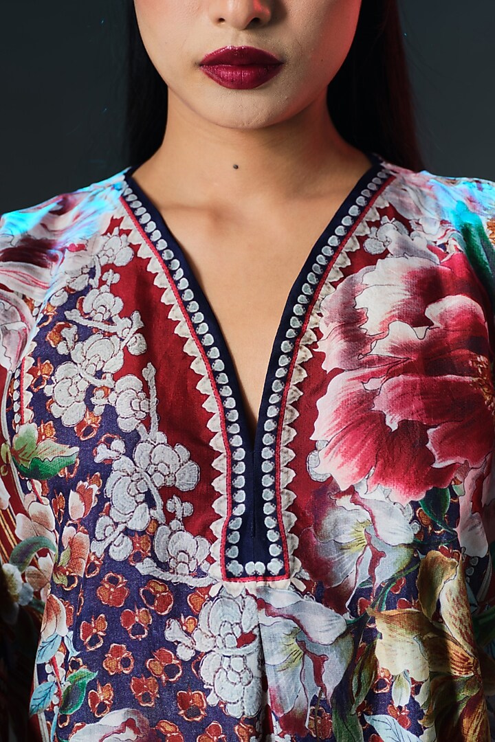 Multi-Colored Silk Printed Kimono Tunic by Rajdeep Ranawat at Pernia's Pop Up Shop