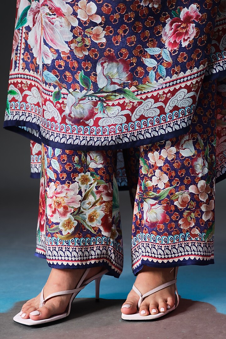 Multi-Colored Modal Satin Printed Pants by Rajdeep Ranawat at Pernia's Pop Up Shop
